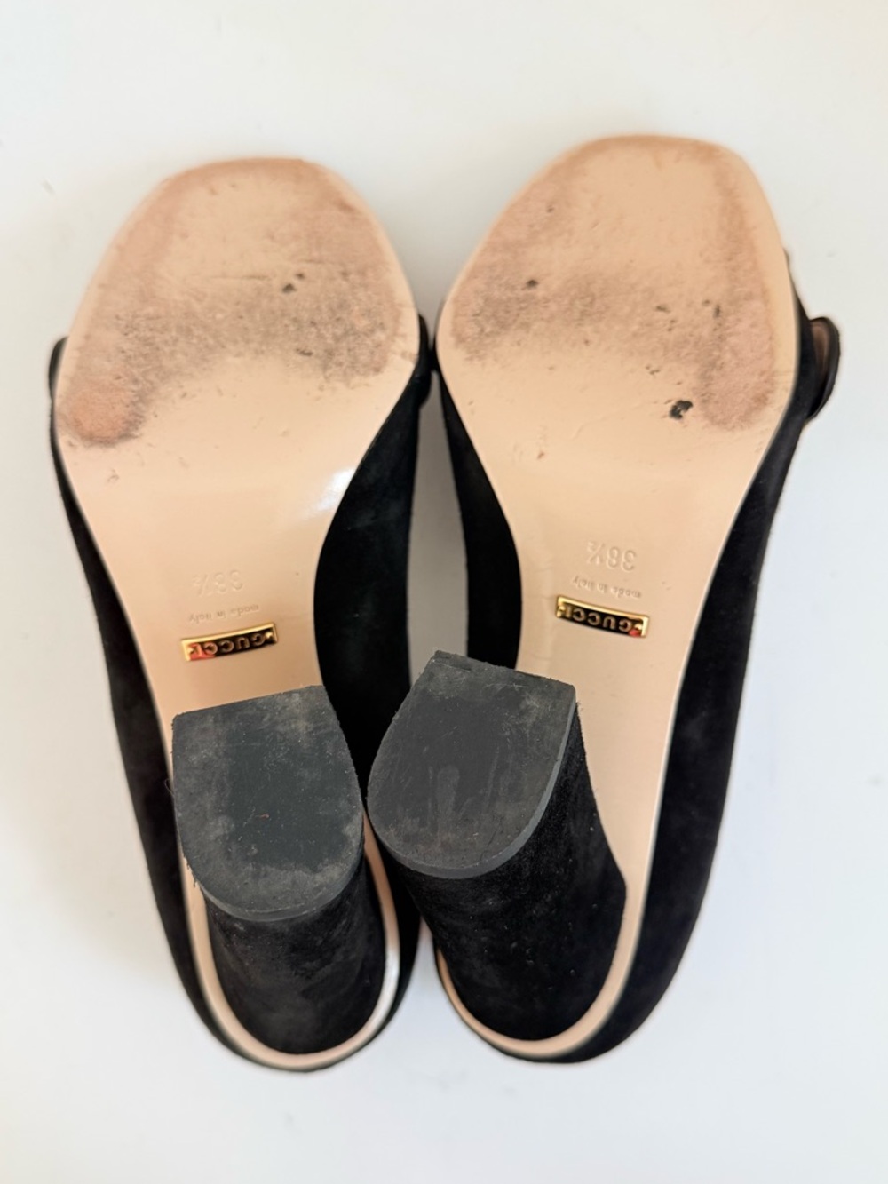 Gucci Marmont GG Suede Fringe Block Heel Pumps Black Loafer Heels EU 38.5 - Picture 6 of 9
